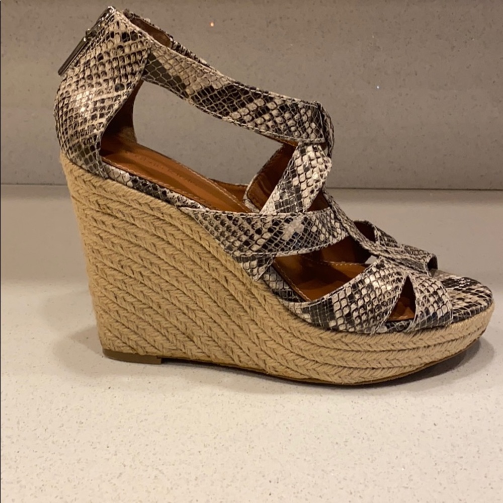 Calvin Klein Wedge Sandals with Snake Skin Straps